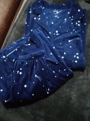 Conjunto de pijama Sonoma Intimates para mujer ~ estrellas fugaces 🌠 - terciopelo azul real ~ talla L Foto 1 de 3