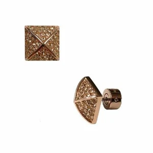 NEW MICHAEL KORS ROSE GOLD TONE,CRYSTALS PYRAMID SHAPED STUD EARRINGS MKJ2852 - Picture 1 of 1