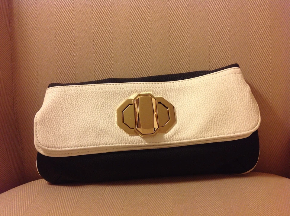 Bolso de Mano Deux Lux-Jules Dorado Turn-Lock Bolso de Mano Blanco y Negro Nuevo con Etiquetas Foto 1 de 1