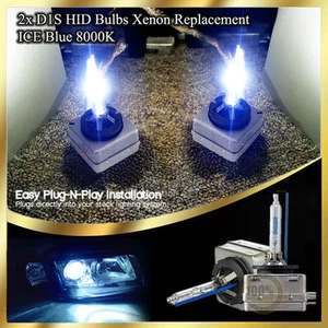 Pair D1S HID Xenon Ice Blue 8000K Bulbs Replacement Headlights Low Beam For BMW - Picture 1 of 10