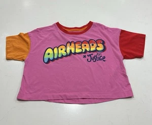 Justice Girls Y2K Airheads Pink Color Block Cropped T-Shirt Tee Shirt Large - Picture 1 of 7