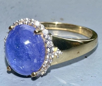 925 Silber vergoldete Tansanit Ring mit Zirkonen von Harry Ivens - Bild 1 von 4