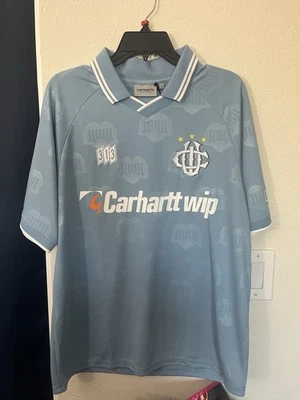 Carhartt WIP Hartts Football Soccer Jersey Light Blue Size S Small Jacquard - Image 1 of 4