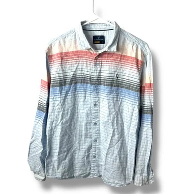 Allen Solly Mens Button Down Blue Red Stripe Longsleeve Size 40cm Neck 15.7 - Image 1 of 4