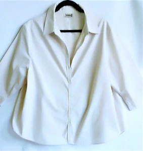 Camisa básica con botones talla grande Yessica by C&A algodón marfil Reino Unido 22-24 comodidad viaje - Imagen 1 de 9