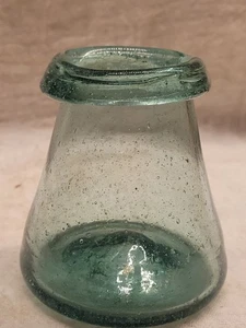 Blown Rolled Lip Small Pontiled Crude Medicine Or Ink Jar - Picture 1 of 8
