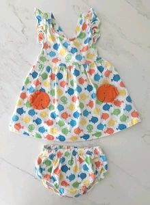 Girl's Le Top Size: 24 Months 2 Pc Fish Theme Sun Dress & Bloomers - Picture 1 of 11