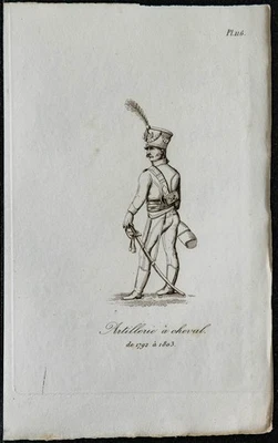 1831 - Artillery To Horse - engraving antique Military - Uniform - Bild 1 von 3