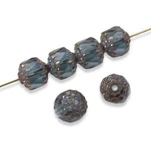 12 Montana Blau Tschechische Glasperlen mit Bronze Enden, 8 mm Herbst Schmuckherstellung - Bild 1 von 7