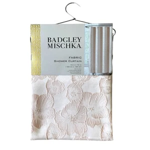 Badgly Mischka Pink Floral Fabric Shower Curtain 72x72 Textured NEW - Picture 1 of 14