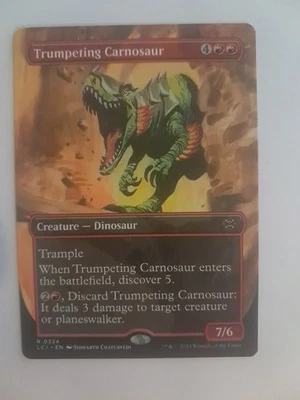 Trumpeting Carnosaur Borderless NM Magic the Gathering Caverns Of Ixalan LCI MTG - Image 1 of 2