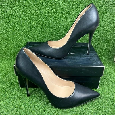 Saks Fifth Avenue Black Leather Stiletto Pump Heels Sz 11  - Image 1 of 4