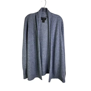 Tahari Pure Luxe 100% Cashmere Cardigan Sweater Womens M Blue Drapey Cozy Chic - Picture 1 of 11