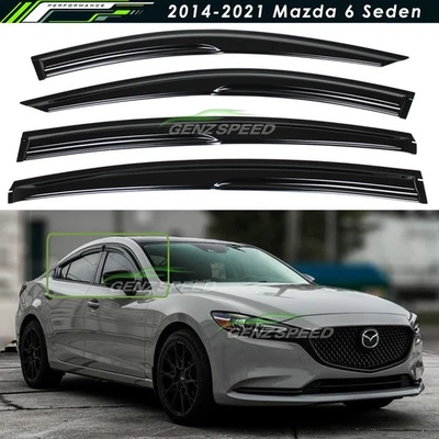 Para Mazda 6 JDM 2014-2021 Ondulado Estilo Mugen Viseras de Ventana Protectores de Lluvia Deflectores Foto 1 de 4