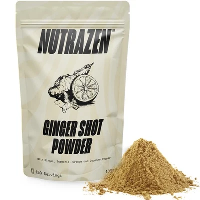 NUTRAZEN Ginger and Turmeric Shot Powder 100 Servings | Drink Supplement with Orange, Cay