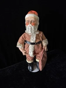Large antique, jointed composition SANTA CLAUS doll figure, molded beard & boots - Picture 1 of 16