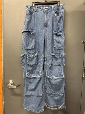 女式 Forever 21 牛仔工装裤多口袋宽松牛仔裤 30 码 — 第 1/4 张图片