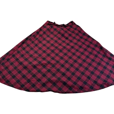 Talbots Plaid Midi Skirt Women's Size 14 Red Black Wool Blend Lined Christmas - Image 1 of 4