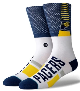 STANCE NBA Indiana Pacers Shortcut 2 Navy Blue Whi Casual Crew Socks Mens L 9-13 - Picture 1 of 6