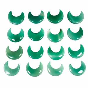 16 Pcs Natural Green Onyx Moon 28mm-30mm Huge Beautiful Unique Gemstones Lot - Picture 1 of 4