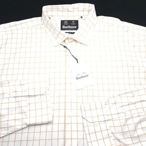NEW! BARBOUR BUTTON DRESS SHIRT -XXL- WHITE TAN FLANNEL CHECK -ACTIVE- REGULAR - Picture 1 of 9