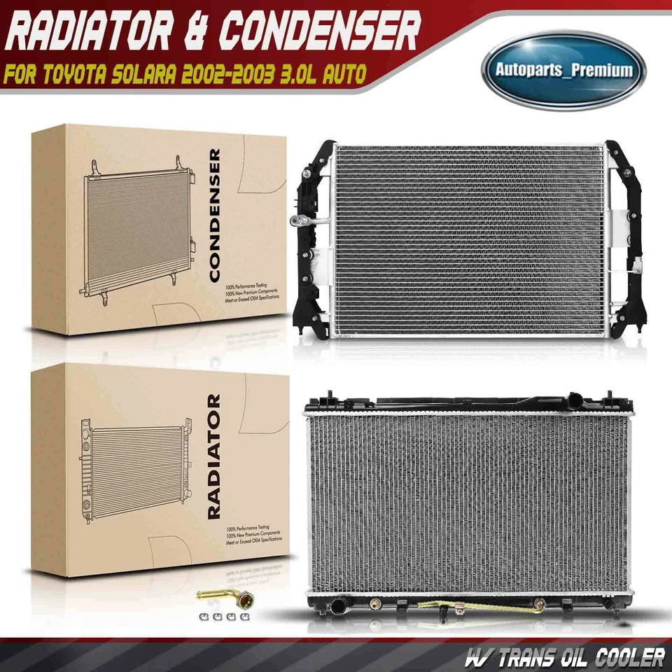 Kit de refrigeración de radiador y condensador de CA para Toyota Solara 2002-2003 3,0 L transmisión automática Foto 1 de 4