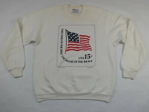 VINTAGE 1978 USPS FLAG STAMP USA 15c COLLEGE LANE WHITE SWEATSHIRT SIZE XL USA - Picture 1 of 9