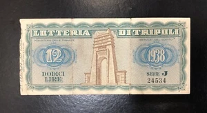 LIBYA-12 DODICI LIRE-LOTTERY TICKET-TRIPOLI-1938 . - Picture 1 of 2