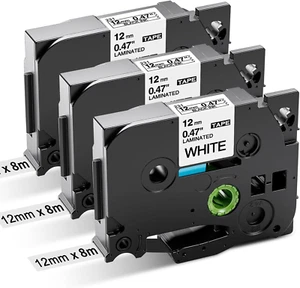 3 X  Etichette Compatibile per Brother Tze-231 Tze231 Ptouch 12Mm 0,47 Nero Su B - Afbeelding 1 van 12