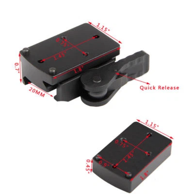 Tactical Red Dot Sight Riser Mount w/Quick Detach for RMR 20mm Picatinny Rail - Image 1 of 4