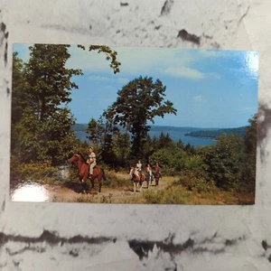 Horseback Riding Lake Wallenpaupack  The Poconos Vtg Postcard - Picture 1 of 3