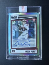 2022 Panini Chronicles Score Brock Purdy Silver Holo Prizm RC Auto #/75 SF 49ers