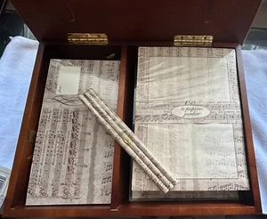 Le Paperie Jardin Fine Stationery In a Solid Hardwood Keepsake Chest Music Theme - Picture 1 of 9