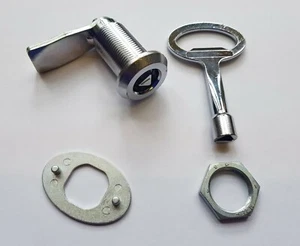 Juego de cerradura de llave de cuarto de vuelta de 40 mm con tuerca de placa de fijación y llave de llave triángulo - Imagen 1 de 2