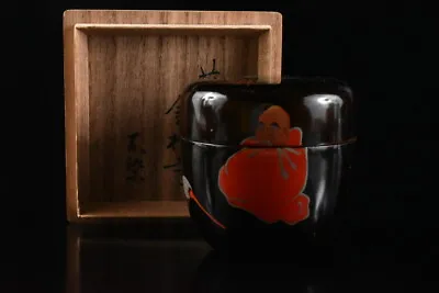 M4410: Japanese Wooden Lacquer Ware TEA CADDY Natsume W/signed Box Tea Ceremony • 26.97$