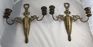 2 Applique da parete vintage portacandele made in England ottone bronzo da appendere 10,25" - Foto 1 di 8