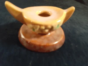 Candelabro de cerámica Roseville, Wincraft 281, base marrón tapa ámbar - Imagen 1 de 4
