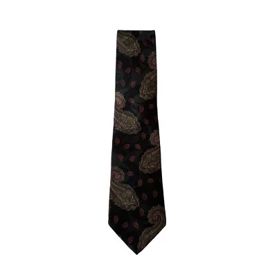 MARK SHALE MENS TIE NECKTIE MULTICOLORED 100% SILK PAISLEY BLACK MADE IN USA - Image 1 of 4
