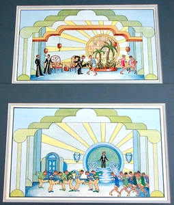 NO NO NANETTE c. 1970s 80s OOAK Drawings Theatre Scene Mick Chapman ART DECO - Picture 1 of 15