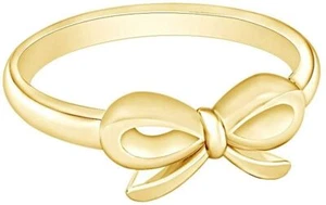 14k Yellow Gold Plated Sterlingfinity Bow Promise Engagement Wedding Ring - Picture 1 of 28