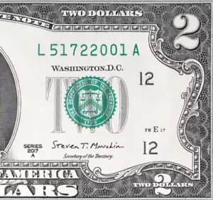 TRAILING YEAR 2001 : L 5172 2001 A $2 Two Dollar Bill (SF 2017A) *UNC* - Picture 1 of 3
