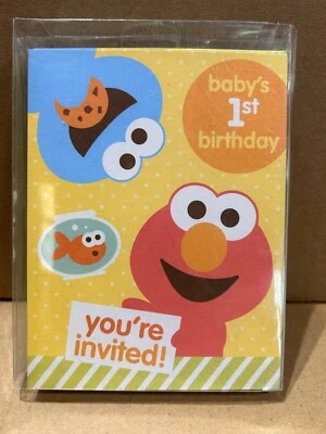 Sesame Street Babys 1st Birthday Party Invitations Elmo 10 Cards - Image 1 of 4