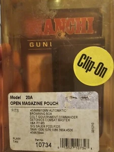 Bianchi Gunleather Magazine Pouch Model 20A Black Leather Open Top Clip On 9/.40 - Picture 1 of 3