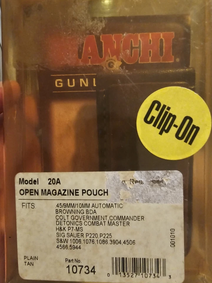 Bianchi Gunleather Magazine Pouch Model 20A Black Leather Open Top Clip On 9/.40 - Image 1 of 3