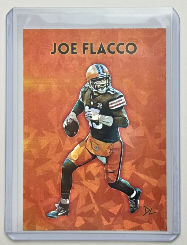 Tarjeta refractora Joe Flacco edición limitada firmada por artista "Cleveland Browns" 1/1 Foto 1 de 2