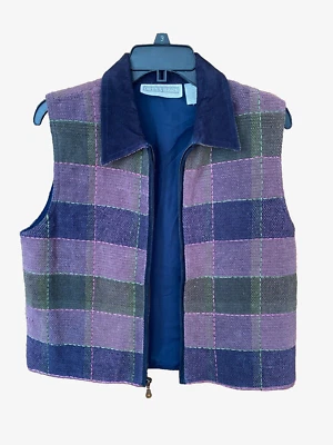 Vestido Granero MUJER Med Imitación Retazos Cremallera Completa Chaleco Azul Gamuza Cuello Oliva Púrpura Foto 1 de 4