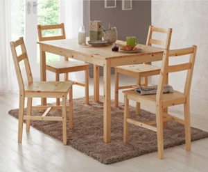 Home Raye Light Wood Dining Table & 4 Light Wood Chairs | Modern Dining Set - Picture 1 of 10
