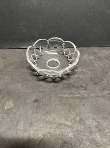 VINTAGE 3 1/2 INCH PRESSED GLASS 8 SILVER PIN BOBECHE 7/8” CENTER HOLE - Imagen 1 de 10