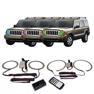 RGB Multi Color Bluetooth Headlight Halo kit for Jeep Commander 06-10 - Foto 1 di 6