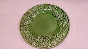 BORDALLO PINHEIRO PAPILLON MARIPOSA TRIGO ENSALADA 8" PLATO ESMALTE MAYÓLICA VERDE - Imagen 1 de 12